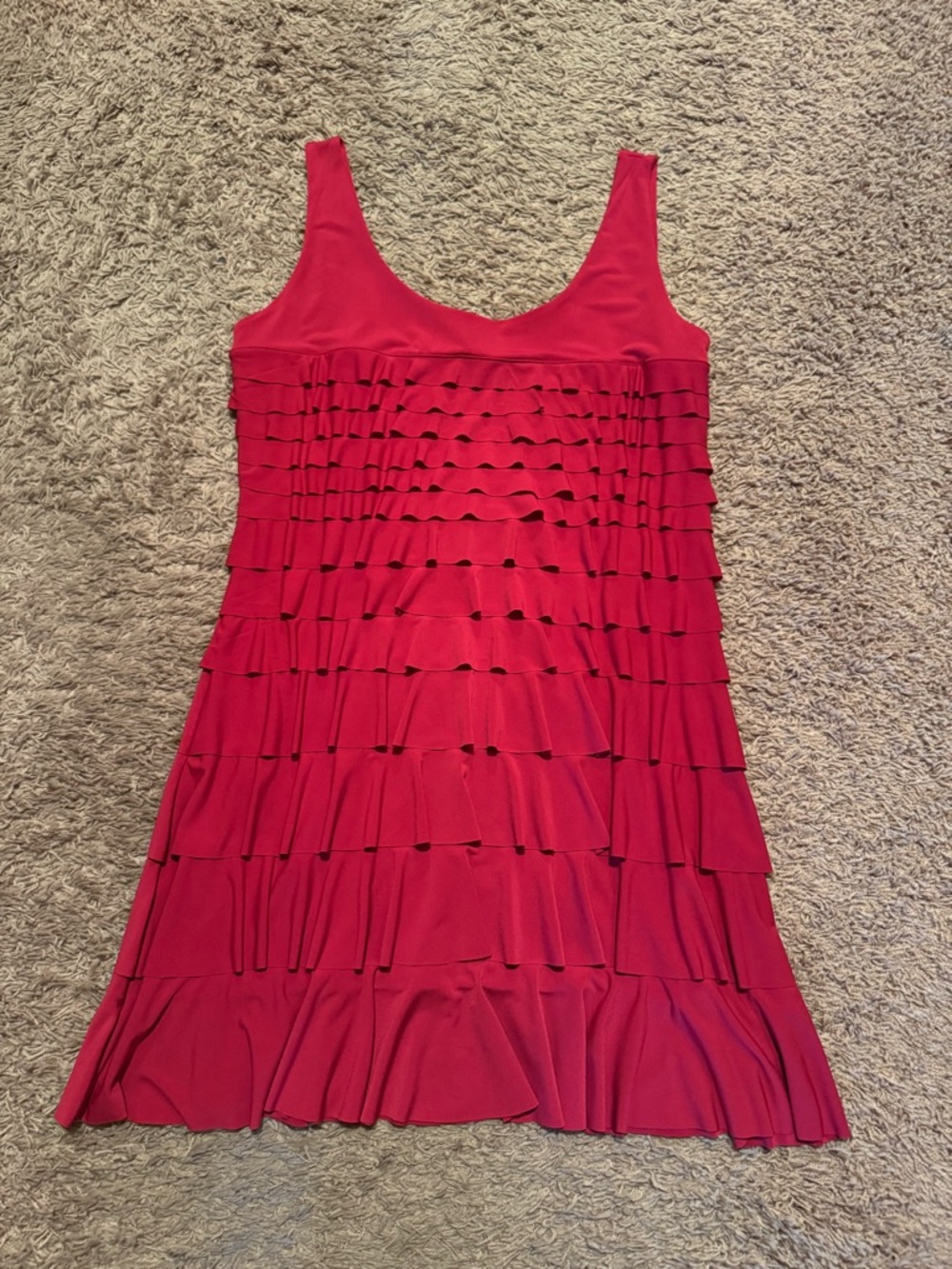 NWT ISLE by Melis Kozan Sz Medium Berry Pink Graduating Ruffle Tiered Mini Dress - Picture 6 of 7